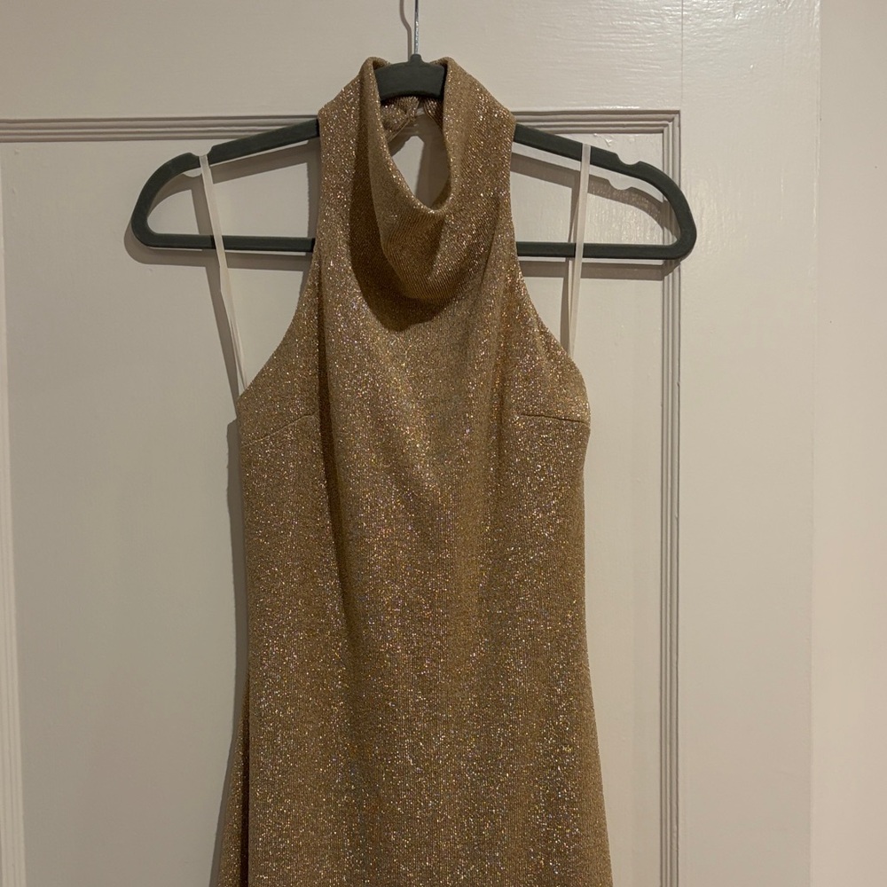Scott McClintock Gold Halter Maxi Dress